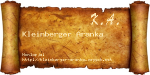 Kleinberger Aranka névjegykártya